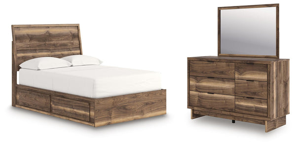 Chirason 3 Pc. Full Panel Storage Bed, Dresser And Mirror Brown