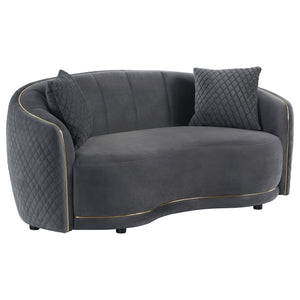 Brookside - Velvet Upholstered Curved Loveseat - Dark Gray