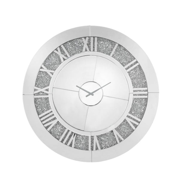Noralie 39" Wall Clock Mirrored & Faux Diamonds