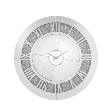 Noralie - 39" Wall Clock - Mirrored & Faux Diamonds