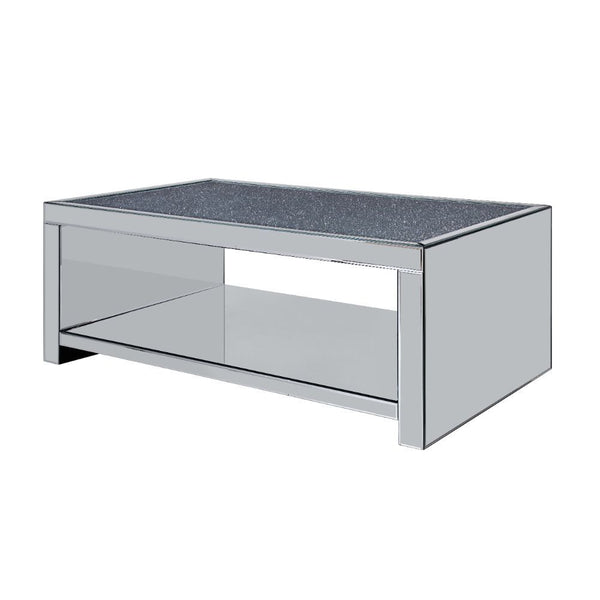 Noralie Coffee Table Clear Glass, Mirrored & Faux Diamonds