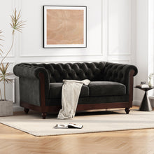 Chesterfield Loveseat Sofa, 2 Person Rolled Arm Upholstered Couch