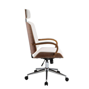 Yoselin - Office Chair - White PU & Walnut