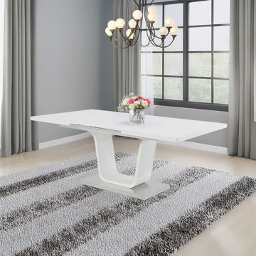 Kamaile - Dining Table With Leaf - White High Gloss