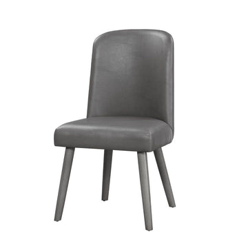 Waylon - Side Chair (Set of 2) - Gray Synthetic Leather & Gray Oak