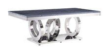 Zasir - Coffee Table - Gray Printed Faux Marble Top & Mirrored Silver