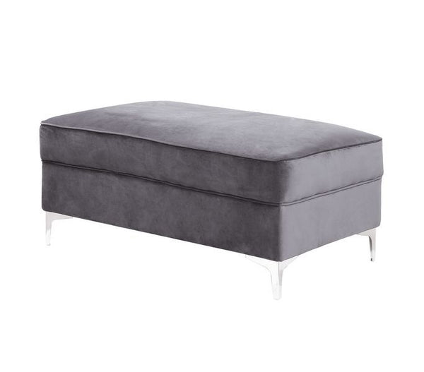 Bovasis Ottoman Gray Velvet