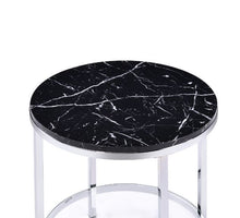 Virlana - End Table - Faux Black Marble & Chrome Finish