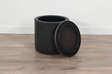 Malibu - Round Storage Ottoman With Wood Lid - Weathered Rum
