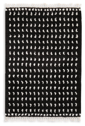 Minston - 5' x 7' Rug - Black / White