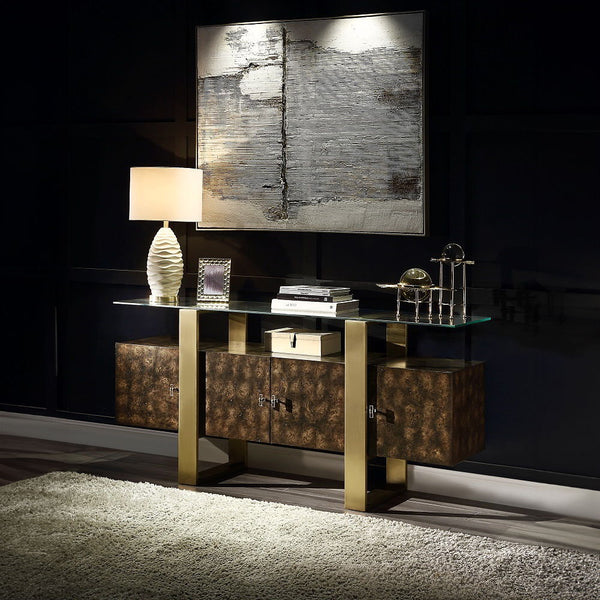 Mabyn Console Cabinet Brass & Antique Brown