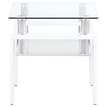 Dyer - 1-Shelf Square Glass Top Side End Table - White