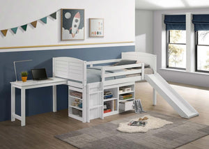 Millie - Twin Workstation Loft Bed With 7" Mattress - White