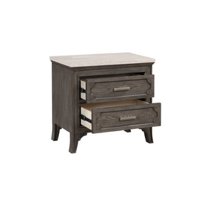 Lisbon - Marble Top Nightstand - Gray