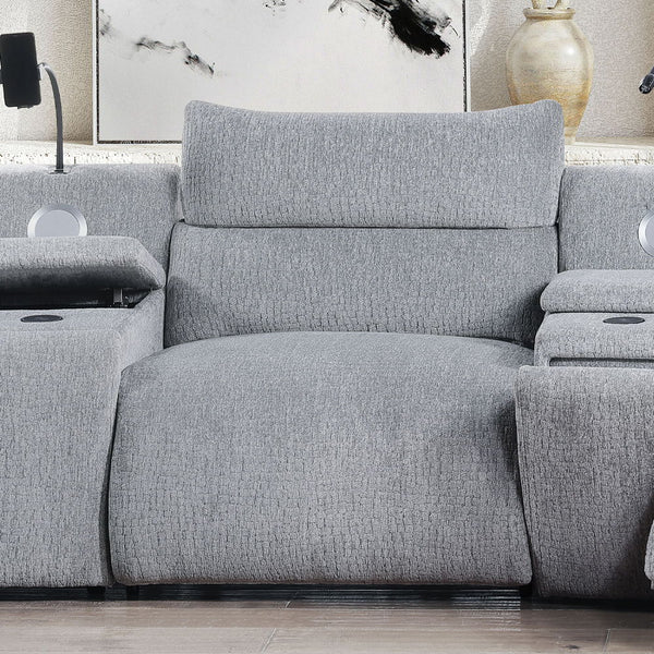 Fullar Modular Power Motion Armless Recliner Light Gray Chenille