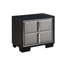 Nicola - Nightstand - Silver Synthetic Leather & Black