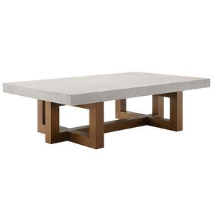 Keven - Coffee Table - Faux Concrete Top & Walnut  Finish