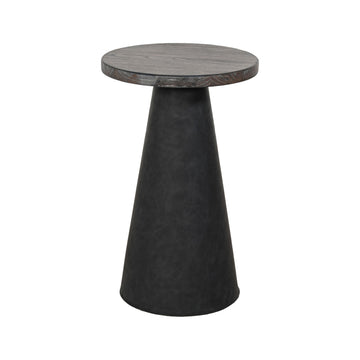Malibu - Cone-Base Accent Table With Round Wood Top - Weathered Rum