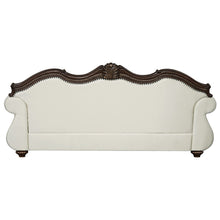 Pierce - Sofa With 5 Pillows - Beige Fabric & Cherry