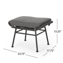 Outdoor Modern Boho Wicker Ottoman With Cushions (Set of 2)