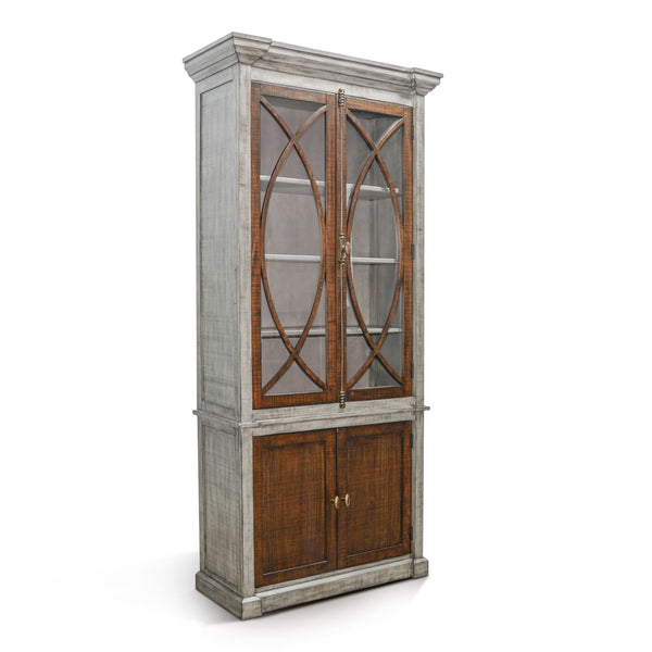 Homestead Hills Two-Tone Display Cabinet With Glass Doors Tobacco Leaf / Alpine Gray