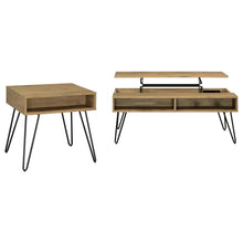 2 Piece Lift Top Coffee And End Table Set With Hairpin Legs - Golden Oak