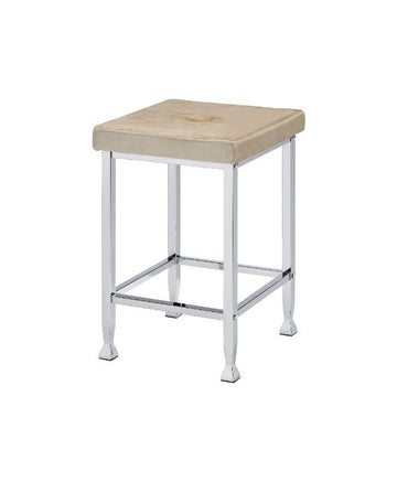Raine - Counter Height Stool (Set of 2) - Beige Velvet & Chrome