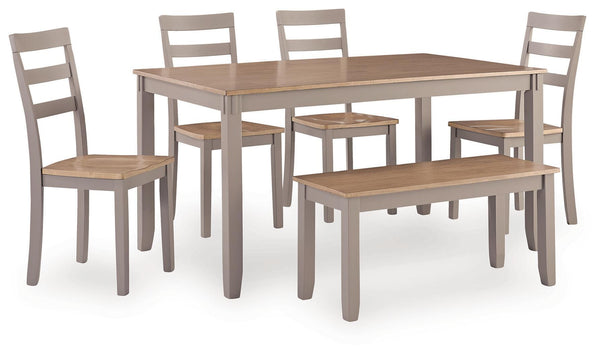 Harperfeld Dining Room Table Set (Set of 6) Natural / Gray