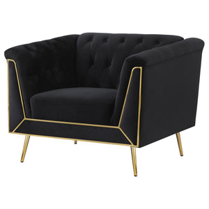 Holly - Tuxedo Arm Tufted Back Chair - Black