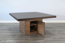 Modern - Square Dining Table With Built-in Storage - Tobacco Leaf / Buckskin