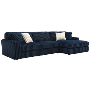 Breton - Sectional Sofa With 4 Pillows - Blue Corduroy