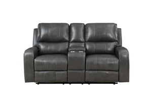 Linton - Leather Console Loveseat With Dual Recliners