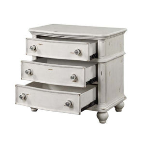 Jaqueline - Nightstand - Light Gray Linen & Antique White Finish