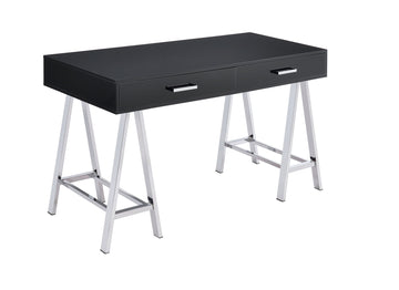 Coleen - Writing Desk - Black High Gloss & Chrome