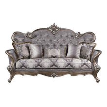 Elozzol - Sofa With 5 Pillows - Fabric & Antique Bronze Finish - 54"