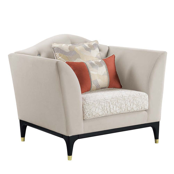 Tayden Chair With 2 Pillows Beige Velvet