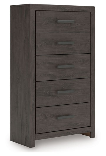 Prendonea - Five Drawer Chest - Charcoal
