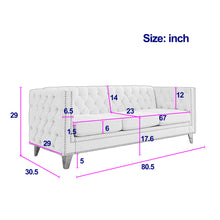Upholstered Couch Sofa With Button Tufting For Living Room
