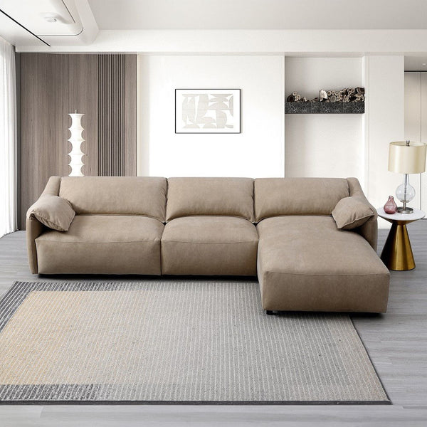 Veata Sectional Sofa Light Brown Suede