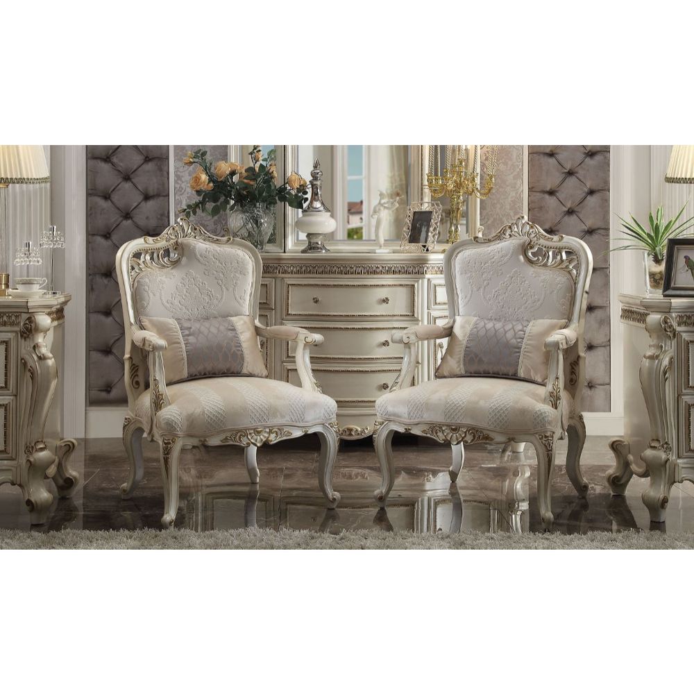 Picardy - Chair With Pillow (Right Facing Leaf) - Fabric & Antique Pearl