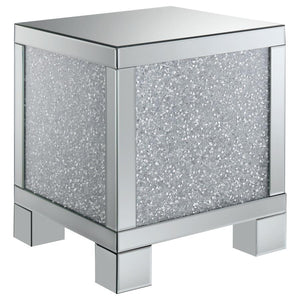 Gillian - Rectangular Mirrored Acrylic Side End Table - Silver