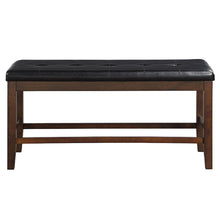 Urbana - Counter Height Bench - Black Synthetic Leather & Espresso