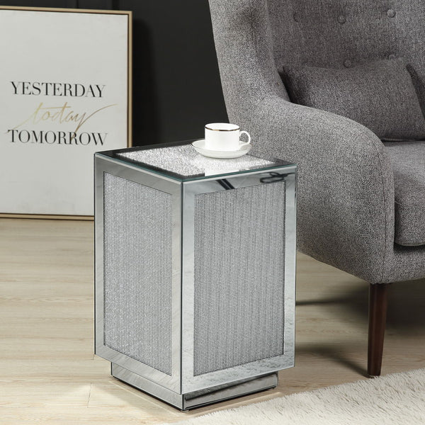 Noralie 20" Accent Table Mirrored, Faux Diamonds