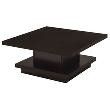Square Coffee Table With Geometric Design And Storage Shelf - Cappuccino