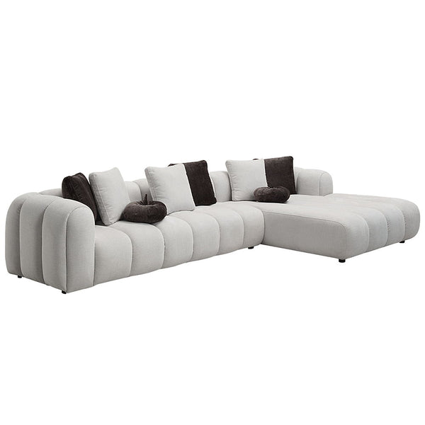 Manilla Sectional Sofa With 8 Pillows Ivory White Linen