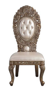 Constantine - Side Chair (Set of 2) - Synthetic Leather , Brown & Gold
