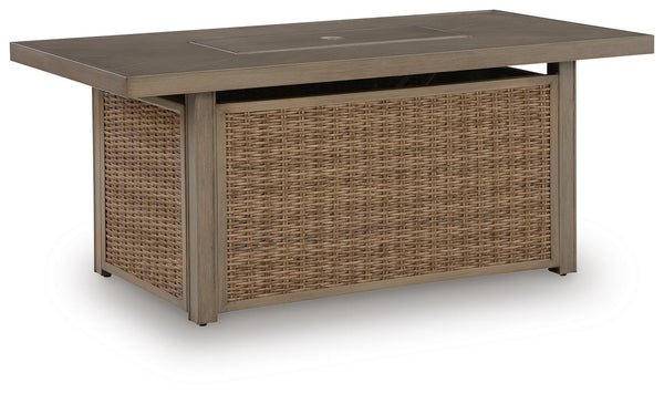 Laguna Heights Rectangular Fire Pit Table Beige