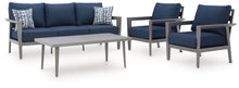 Gali - Gray / Blue - Sofa / Chairs / Table Set (Set of 4)