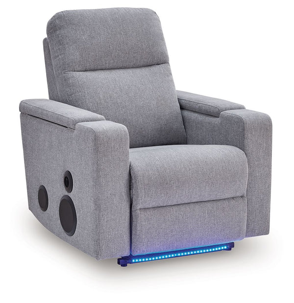 Pineland Glider Power Recliner With Audio System Pewter