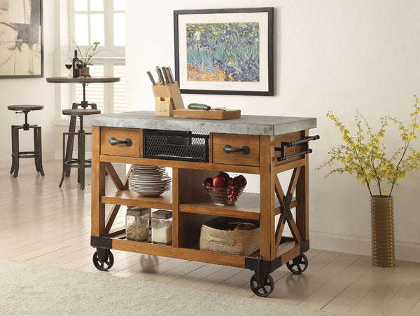 Kailey Kitchen Cart Antique Oak